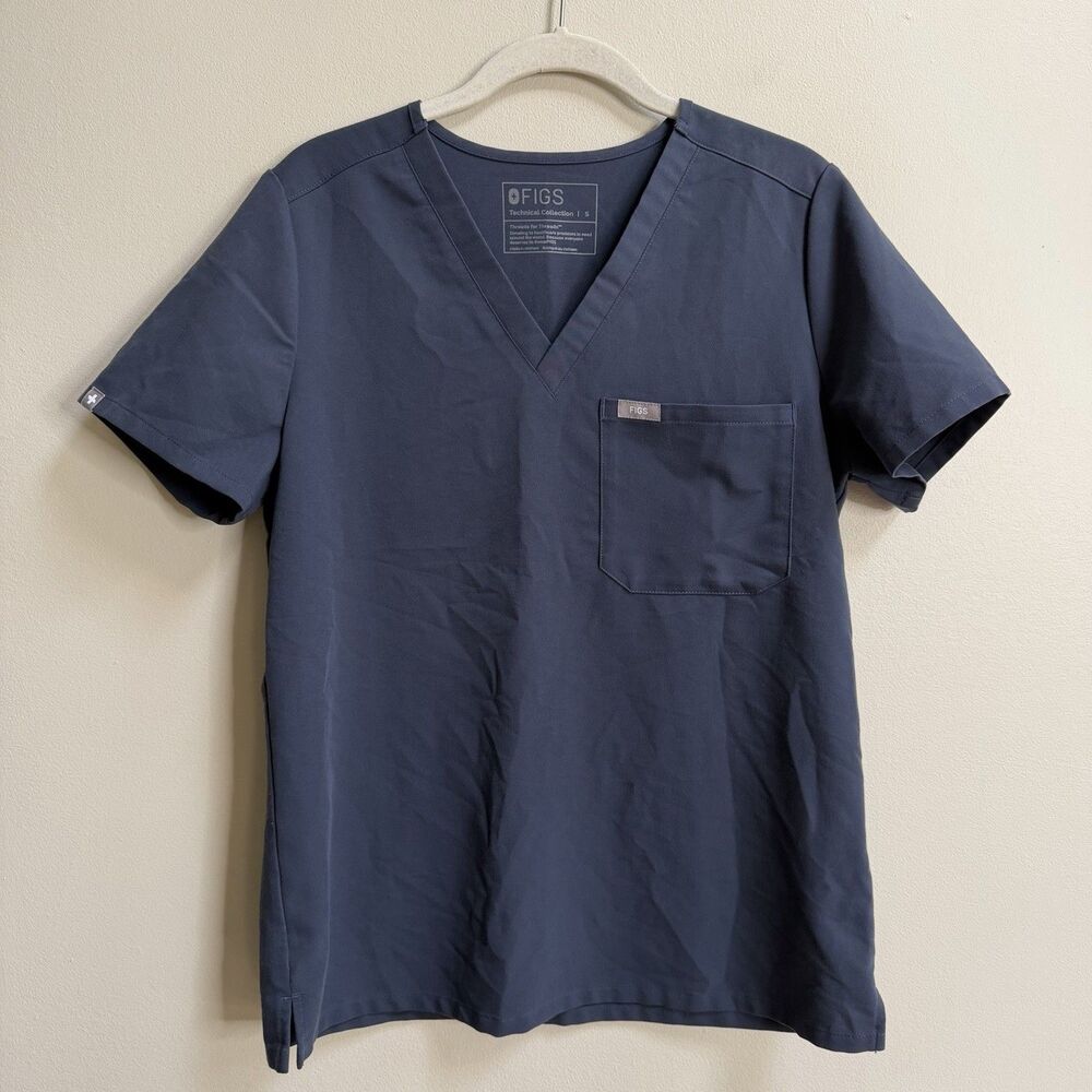 FIGS Night Sky Blue Grey Catarina One-Pocket Scrub Top Size Small - Picture 5 of 12